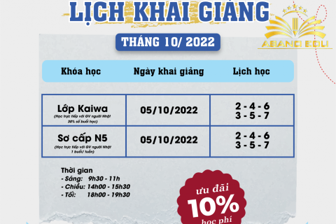 KHAI GIẢNG TIẾNG NHẬT THÁNG 10